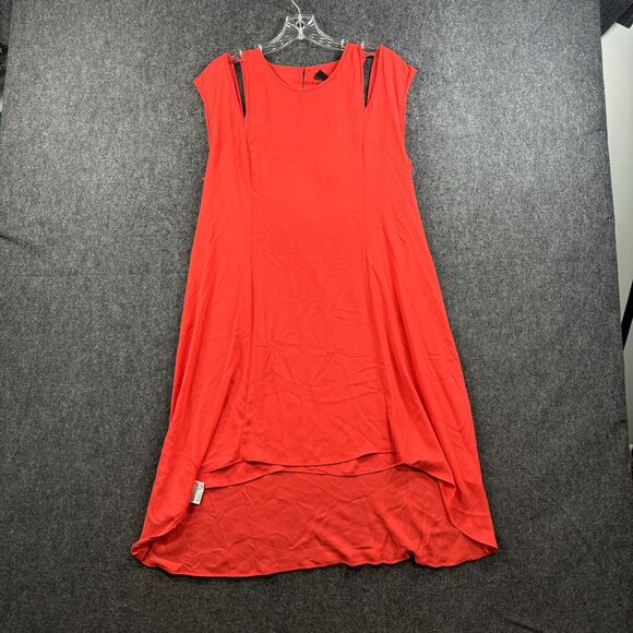BCBGMaxazria Stacey Dress Women's Medium Orange Burned Poppy Hi Low Flowy - Picture 1 of 11